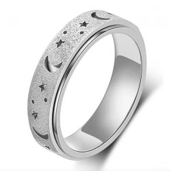New Silvertone Spinning Fidget Ring Size 8
