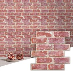 Commomy 3D Faux Red Brick Wall Panels 11.8" x 11.8" PVC, Peel and Stick, 10pcs