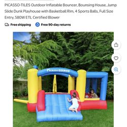 PicassoTiles KC102 Inflatable Bouncer Jumping Bouncing House.  Size & Capacity: Features a 12x10 foot 