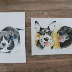 Custom Portraits in Watercolor on paper 11x15''