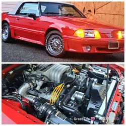 Red, 1990 Mustang GT 5.0 Convertible w/White Top