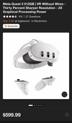 Meta Quest 3 512GB | VR Without Wires - Thirty Percent Sharper Resolution - 2X Graphical Processing Power