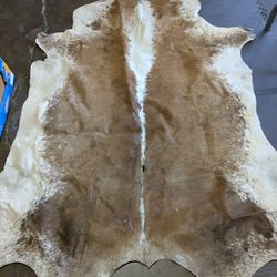 Large Cowhide Rug Brown And White 7ft x 5.8ft