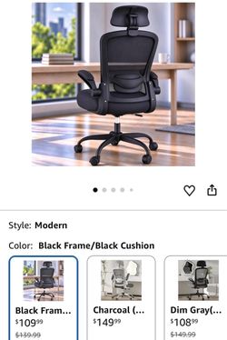Office Chair, High Back Ergonomic Desk Chair with Adjustable Lumbar Support and Headrest, with flip-up Armrests for Guitar Playing