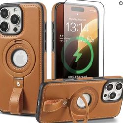 iPhone 16 Pro Max Capture Grip Loop Magnetic Stand for Case with Screen Protector, Protective iPhone 16 Pro Max Case Leather,Compatible with MagSafe,B