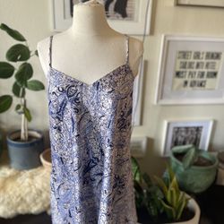 Vintage sleeveless paisley night nightgown mini slip dress women’s size large 