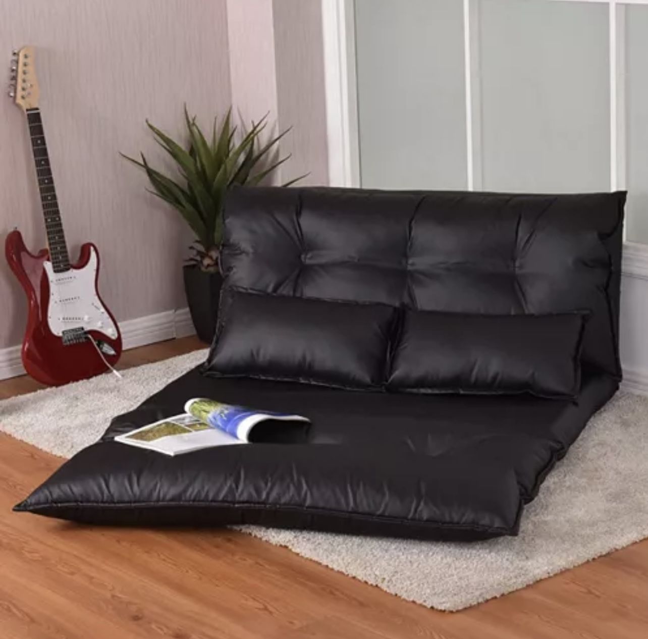 PU Leather Foldable Modern Leisure Floor Sofa Bed