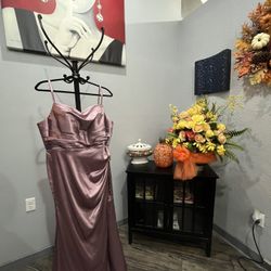 Satin Mauve Evening Dress Size 16