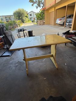 Vintage Yellow Wood Dining Table