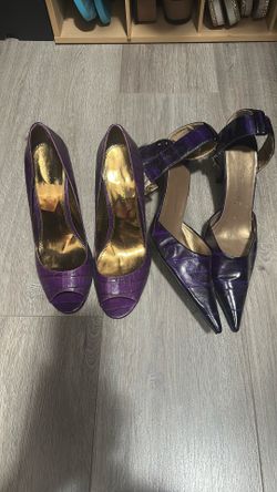 (2) Size 10 And 10 1/2 Purple Heels 