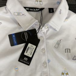 Travis Mathew Golf Polo Men's Medium White High Noon Cocktail NWT