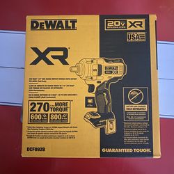 20V Dewalt 1/2” Mid-Range Impac Wrench With Detent Pin Anvil(Tool Only)