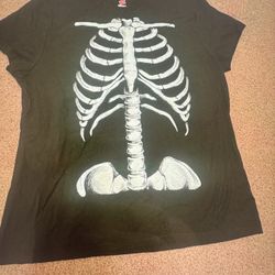 Xl Black Skeleton Top T Shirt Goth Gothic