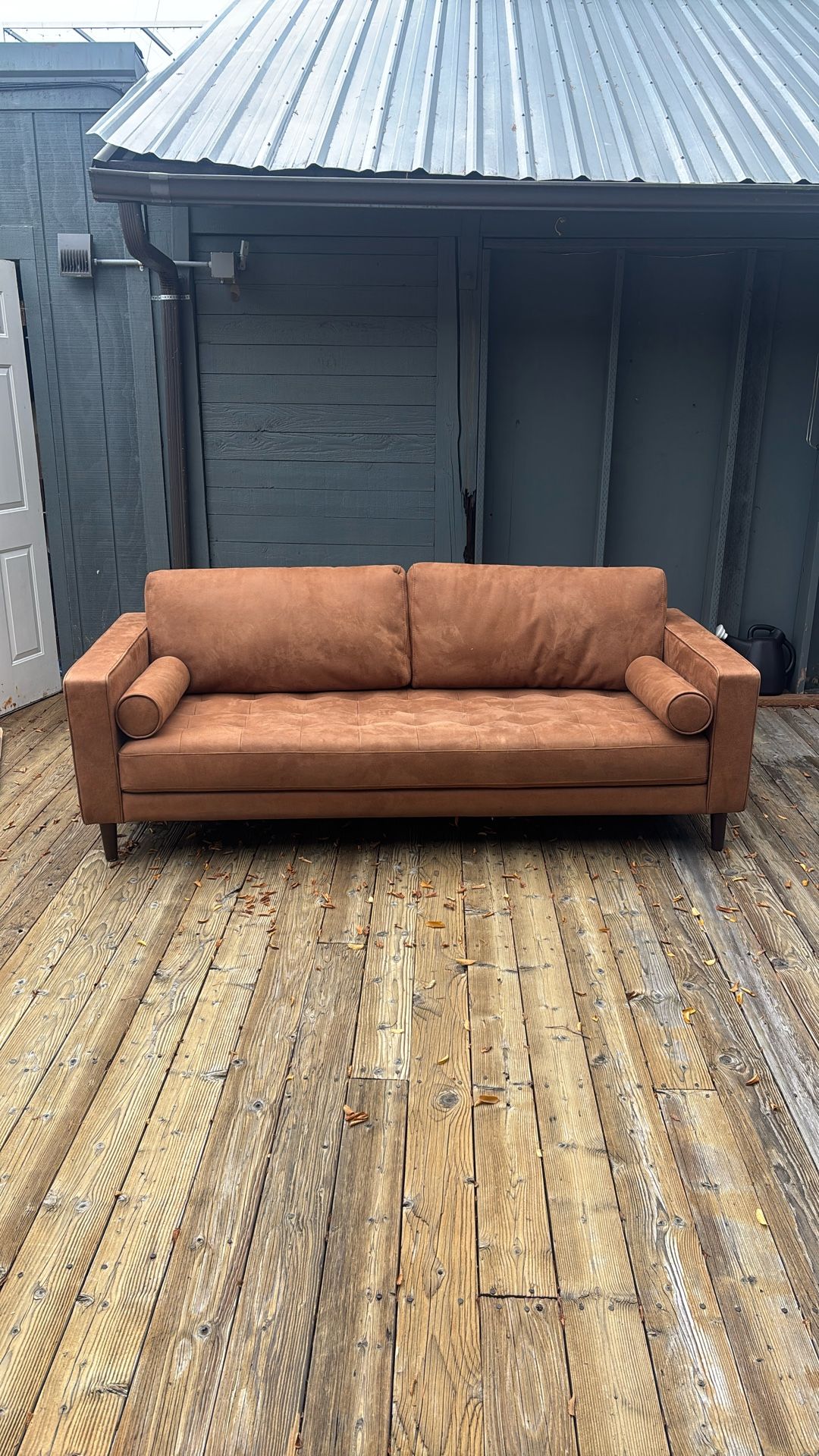 90” Faux Leather Couch