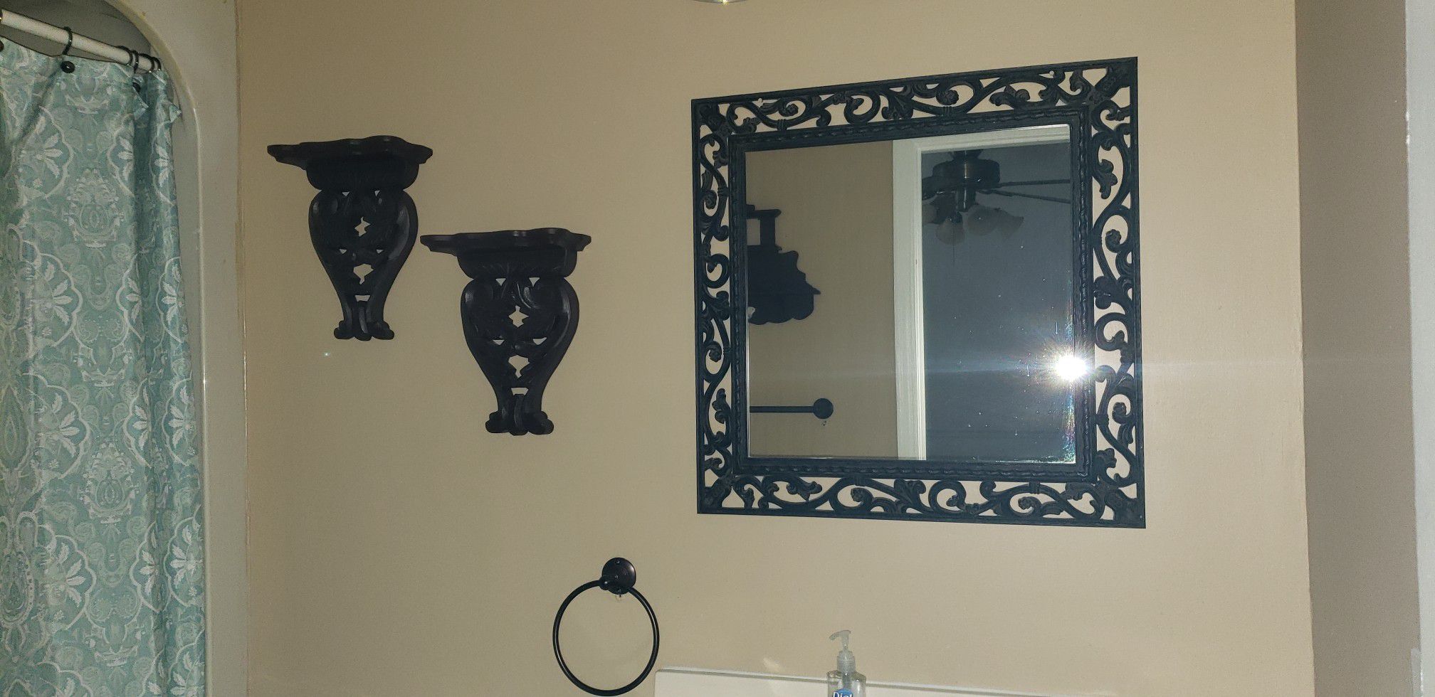 Mirror with shelves