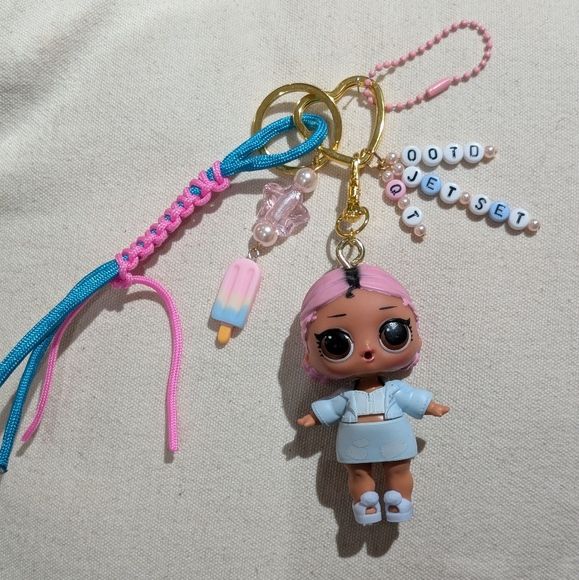 LoL Surprise Jet Set QT Bag Charm /Keychain  Upcycled Handmade 