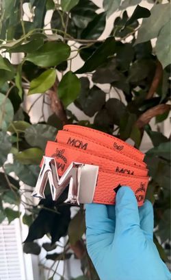 Orange Monogram Belt Silver M Buckle