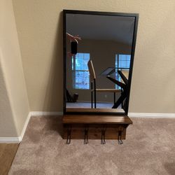 Mirror And Shelf With Hooks