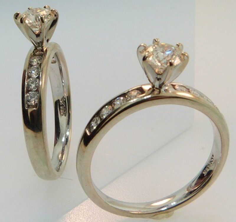 Conflict Free Hearts on Fire 14KWhite Gold Diamond Wedding Ring Set