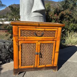Bamboo Rattan end Table Night Stand 