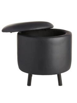 Black 10lb Leather Storage Ottoman with Lid Large Storage Ottoman Foot Stool