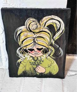 Vintage Wood Painting Signed Jan McPHERSON 11.5”Lx14.5”H