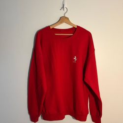 Red Ferrari Racing Formula 1 Embroidery Crewneck Sweatshirt 