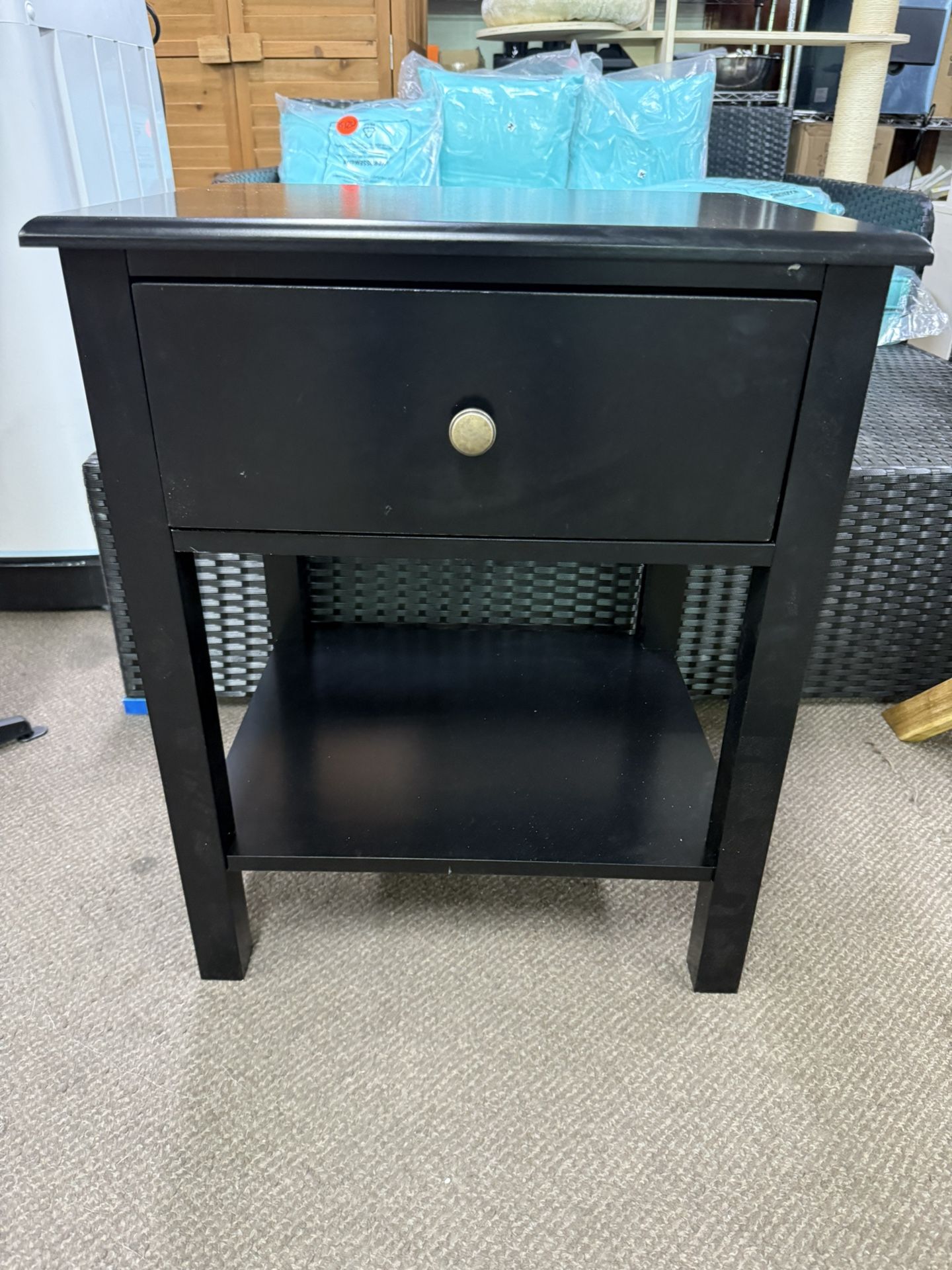 Nightstand, 2-Tier Side Table with Drawer and Open Storage Shelf,