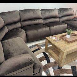 Large Comfort Brown 5 Piece Powe Reclining Sectional With Chaise☑️ New Brand 🆕 On Display 🏠
