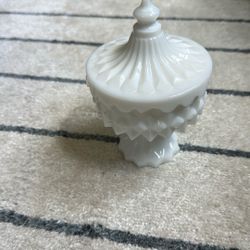 Vintage Milk Glass Circus Tent Dish w/ Lid