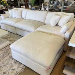Pluma Ivory Fabric Modular Sectional Pre Sets