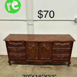 Vintage Long Dresser With 2 Doors And 9 Drawers