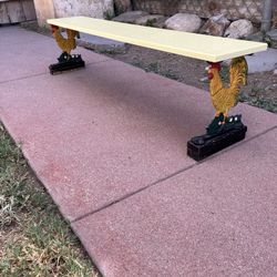 Vintage Cast Iron Rooster Shelf Brackets With Wood Shelf 