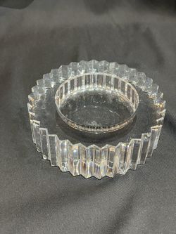 MCM Rosenthal Glass Sawtooth Mid Century Candle Round Holder 4.5 Wide 1.5 Tall