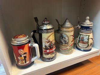 vintage Budweiser lidded beer steins from the Anheuser-Busch Collector Series