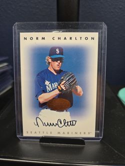 Norm Charlton on card Mariners Autograph