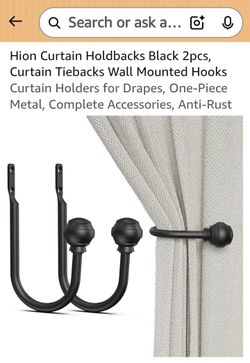 Living Colors Curtain Holdback Pair, Black, 2 Sets