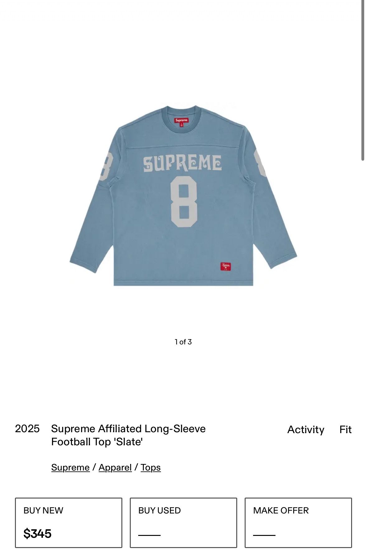 Supreme Affiliated Long-Sleeve Football Top 'Slate'