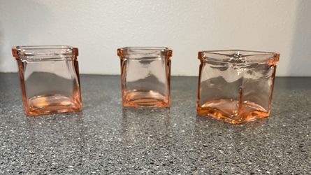 3- Pink Depression Glass Votive Candle Holders