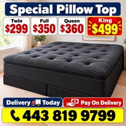 🔥 Special Queen Pillows Top With Free Box Spring - Same Day Delivery