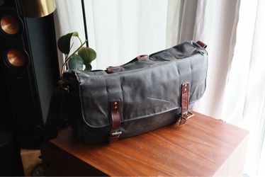 ONA Waxed Canvas Messenger Bag with Leather Straps