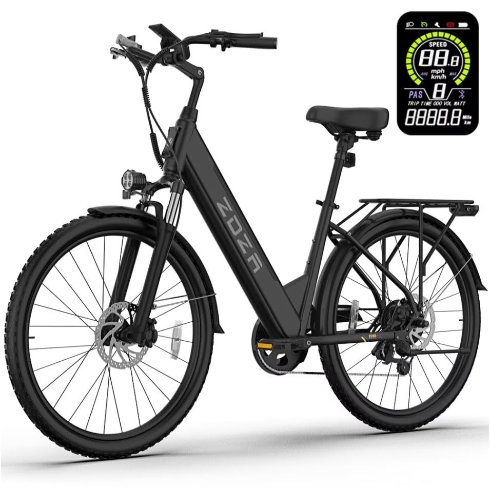 Electric Bike 26”, 750W Peak Motor 20MPH Electric City Commuter Bike for Woman, 48V Removable Battery City Cruiser Ebike for Adults, 7 Speed Electric