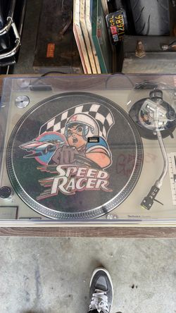 2 Technics Quartz Turntables with one with  Speed Racer Slipmat