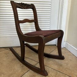 Vintage Kid’s Wooden Rocking Chair. For Children Use Or Just For  Decoration. 