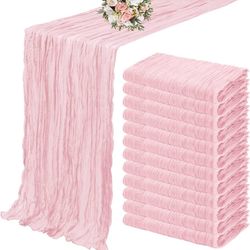 12 Pack Cheesecloth Table Runner 35 x 120 inch Long Boho Cheese Cloth Gauze Table Runners Semi Sheer Table Runner for Wedding Decor, Bridal Shower, Bi