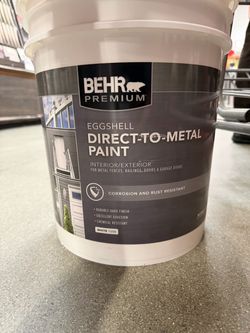 BEHR PREMIUM Eggshell Direct-To- Metal Paint, White 7200 ❗️NEW❗️ 4.84 gallons