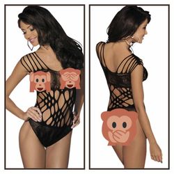 NEW WITHOUT TAGS BLACK LACE TEDDY CUTOUT ONE PIECE ONESIE SLASHED CUT OUT BODYSUIT LINGERIE ONE SIZE FITS MOST