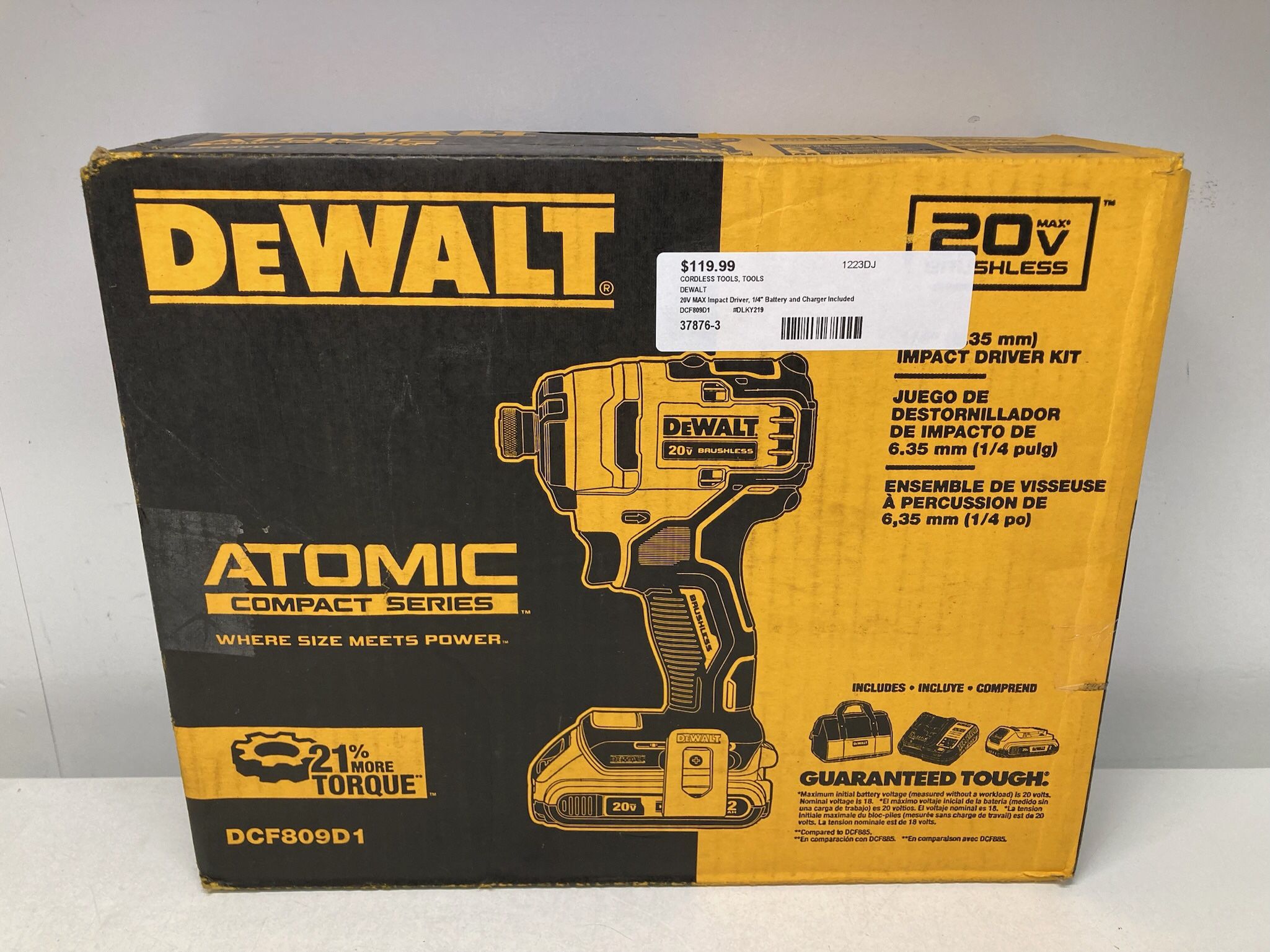 DEWALT DCF809D1 ATOMIC 20V 1/4” IMPACT DRIVER KIT. Brand New