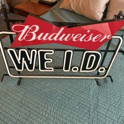 RARE VINTAGE NEON BUDWEISER BEER SIGN 33” X 22” RED BOW TIE MODEL