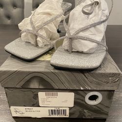 Jeffrey Campbell Strappy Silver Glitter Heel 7.5